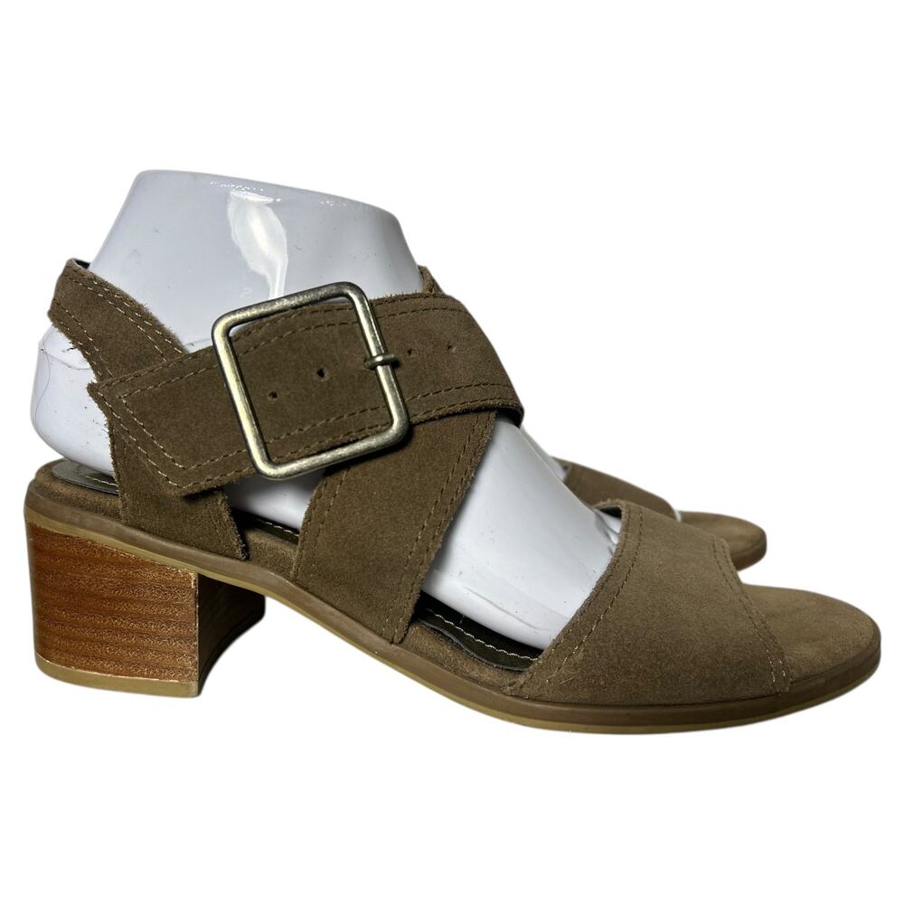 Steve Madden Roseanna Taupe Brown Suede Block Heel Sandals Size 8 - Picture 4 of 8